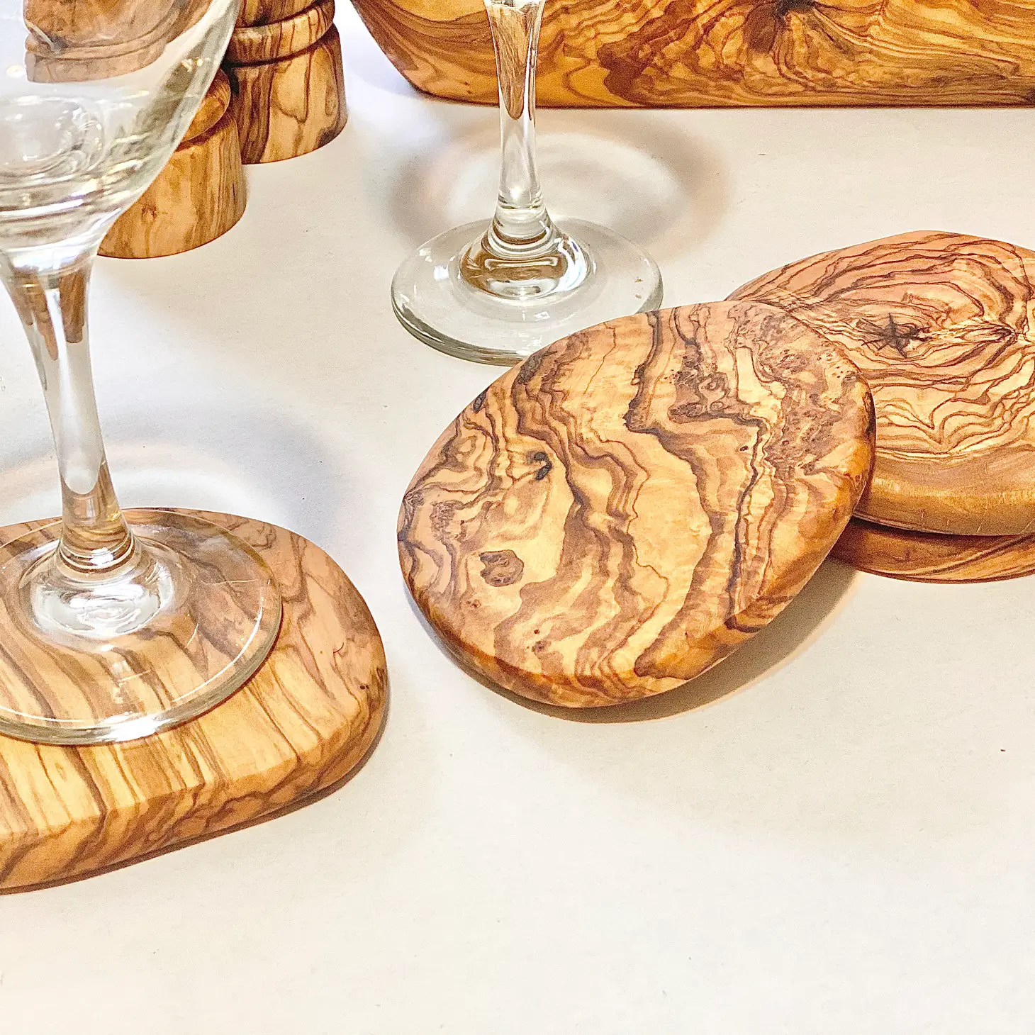 Olive Wood Coasters - Set of 4