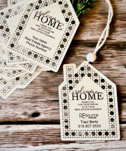 Realtor Closing Gift Tag / Ornament - Rattan Style - Set of 3